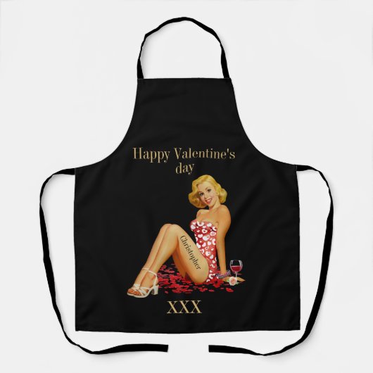 Voor hem valentijnen aangepast monogram romantisch schort (Voorkant)