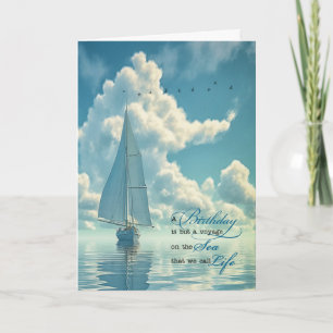 voor hem varen nautisch thema mannelijke verjaarda kaart