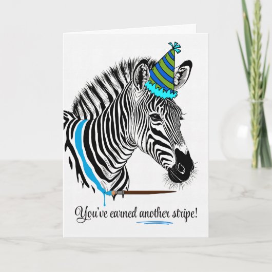 Voor hem verjaardag Zebra in partij Pet geschilder Kaart (Voorkant)