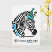 Voor hem verjaardag Zebra in partij Pet geschilder Kaart (Gele Bloem)