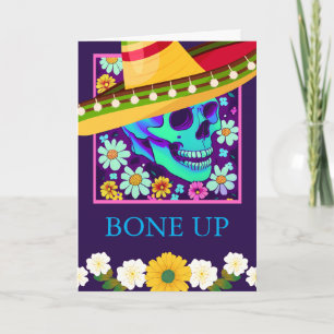 Voor hem Verjaardagsgroeten Schedel Bloemen Kaart