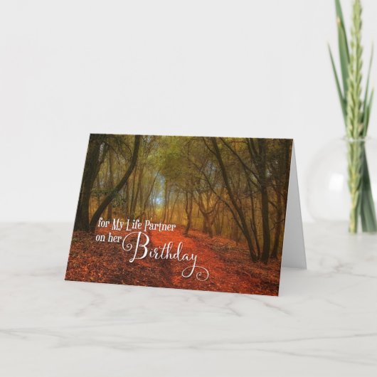 voor HER Life Partner Woodland Path Birthday Card Kaart (Voorkant)