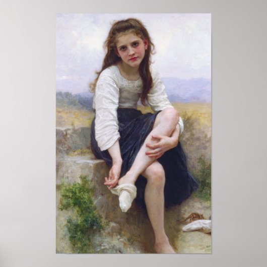 Voor het bad door William Bougereau Poster (Voorkant)