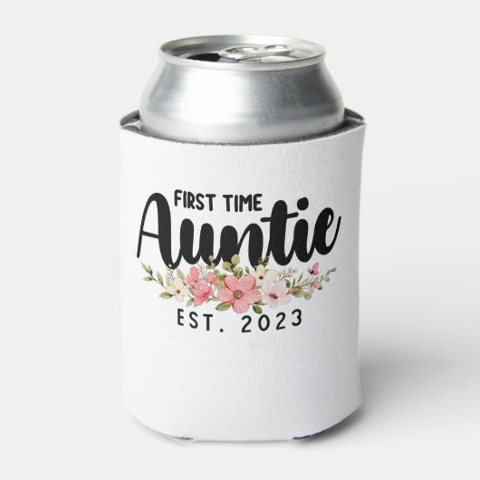 Voor het eerst tante Est 2023 Bloemen Blikjeskoeler (Blikje Voorkant)