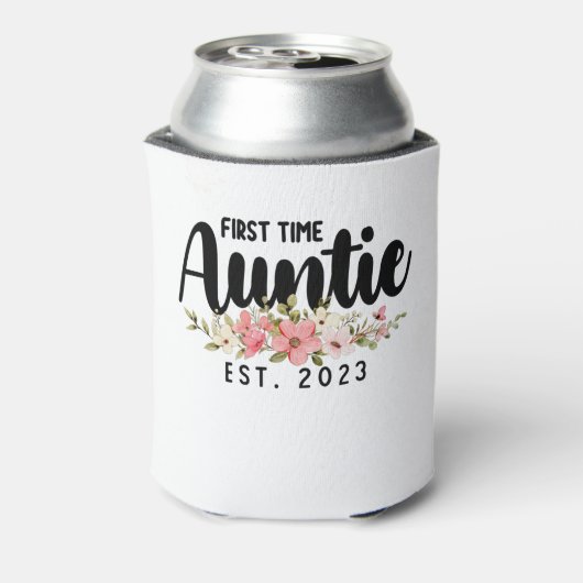 Voor het eerst tante Est 2023 Bloemen Blikjeskoeler (Blikje Achterkant)