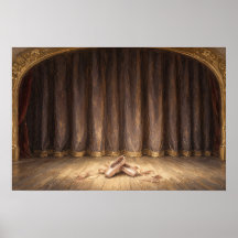 Voor het gordijn Ballet Pointe schoenen
