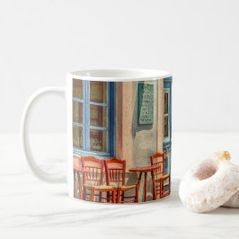 Voor het Griekse café Koffiemok