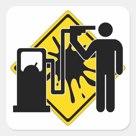 Voor het laatst bijtanken vierkante sticker (Voorkant)