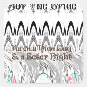 Voor het ontwerp van de Bride White en Black Edgy Vierkante Sticker