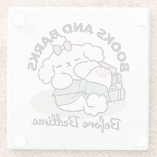 Voor het slapengaan met mijn pup - boek en Hondenl Glazen Onderzetter (Achterkant)