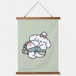 Voor het slapengaan met mijn pup - boek en Hondenl Hangend Wandkleed
