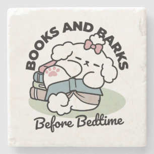 Voor het slapengaan met mijn pup - boek en Hondenl Stenen Onderzetter