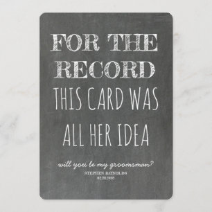 Voor het voorstel van de Groomsman Record Funny Kaart
