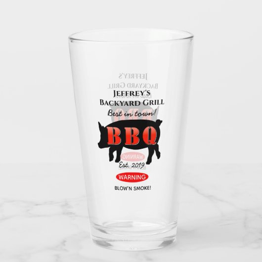 Voor Him Backyard Grilling BBQ Pint Beer Drink Glas (Achterkant)