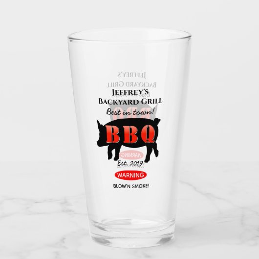 Voor Him Backyard Grilling BBQ Pint Beer Drink Glas (Voorkant)