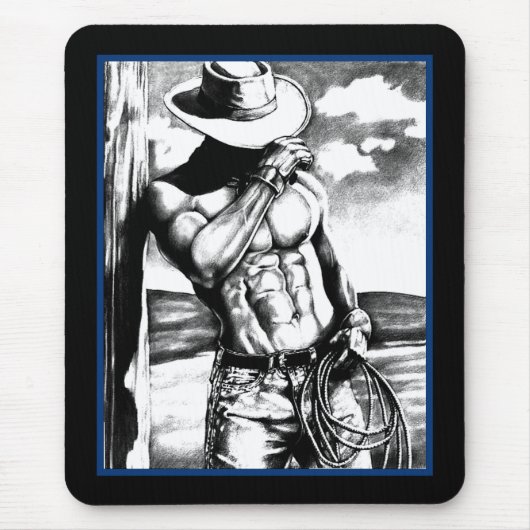 Voor Him Masculine Cool Cowboy Art Muismat (Voorkant)