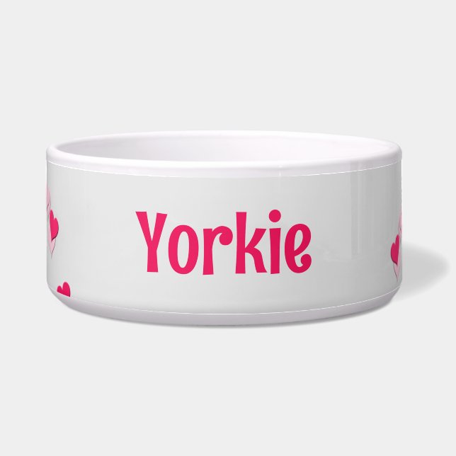 Voor huisdier Modern Schrijven Verspreid Roze Hart Voerbakje (Voorkant)