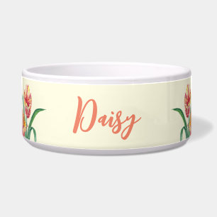 Voor huisdier Waterverf gele papegaai tulpen schil Voerbakje