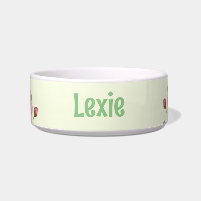 Voor huisdier Waterverf roze japans anemoon Voerbakje (Voorkant)