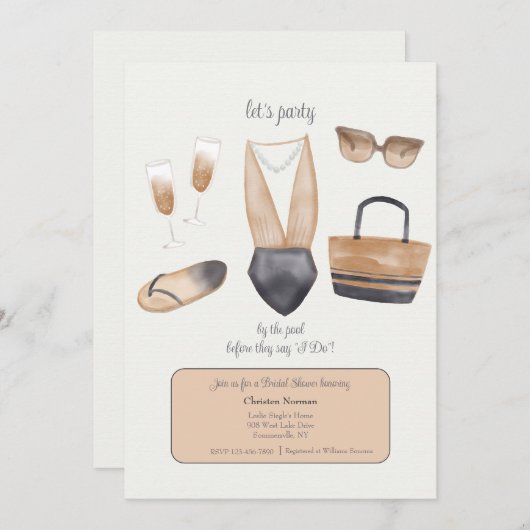 Voor hun bruiloft zwembadfeest kaart (Voorkant / Achterkant)