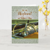 voor Husband Classic Car Thed Vaderdag Kaart (Gele Bloem)