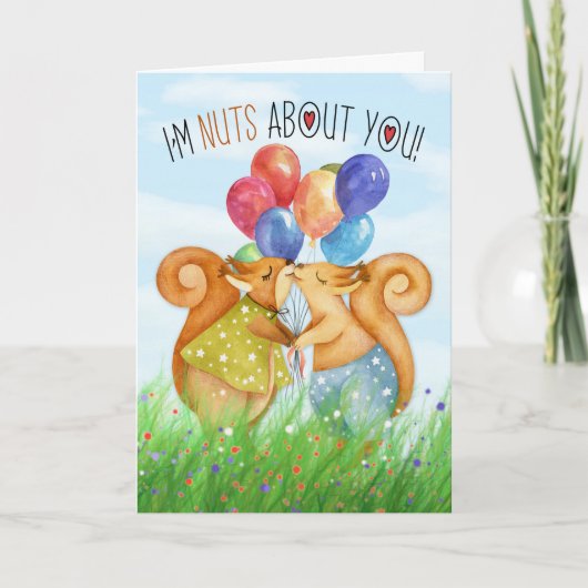 voor Husband Cute Kissans Squirrels Birthday Kaart (Voorkant)