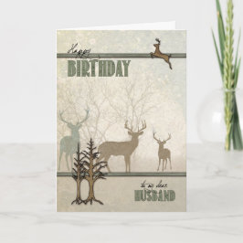 voor Husband Deer in the Forest Birthday Kaart