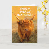 Voor Husband Funny Steer Birthday Kaart (Gele Bloem)