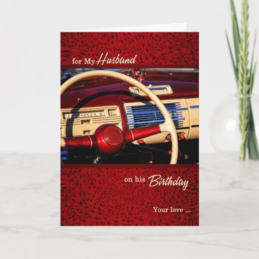 voor Husband Romantic Classic Car Theme Birthday Kaart (Voorkant)