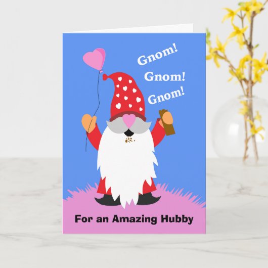 Voor Husband Valentijn's Day Schattigee Gnome Choc Kaart (Gele Bloem)