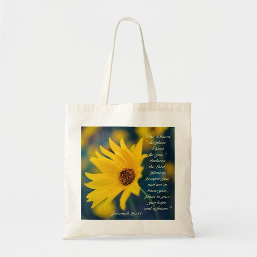 Voor ik de plannen ken die ik heb, bijbelverse, bl tote bag (Voorkant)