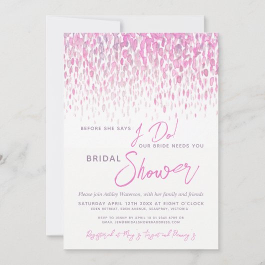 Voor ik vrijgezellenfeest roze waterverf maak kaart (Voorkant)