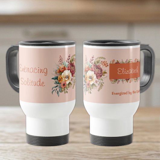 Voor introverte mensen, eenzaamheid bloemig oranje reisbeker