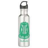 Voor Irish Dancers Green Dansress Personalized Waterfles (Voorkant)