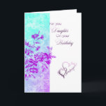 Voor je Daughter jarig Kaart<br><div class="desc">Blauw en paarse bloemen verjaardagskaart voor dochter.</div>