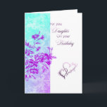 Voor je dochter verjaardag kaart<br><div class="desc">Blauwe en paarse bloemen verjaardagskaart voor dochter.</div>