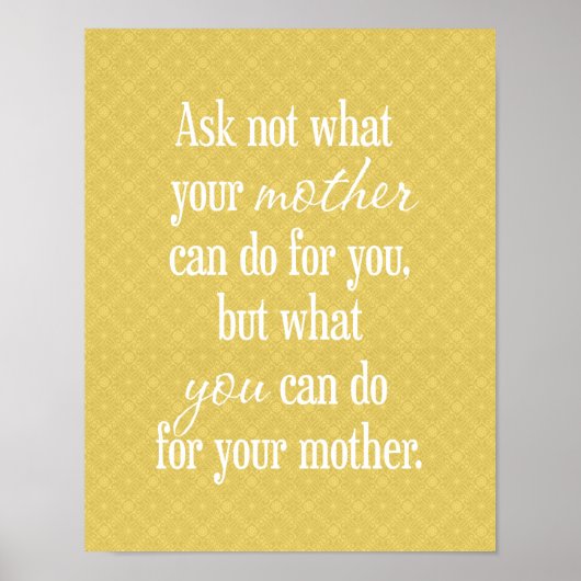 Voor je moeder - Geel Poster (Voorkant)