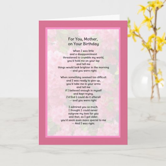 Voor je moeder, op je geboortedag kaart (Gele Bloem)