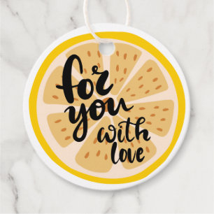 Voor Jou Met Liefde Gele Citroen Schijf Grafische Bedankjes Labels