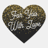 Voor jou met liefde glitter cadeau hart sticker (Voorkant)