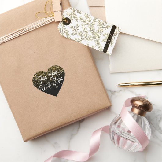 Voor jou met liefde glitter cadeau hart sticker (Geschenken)
