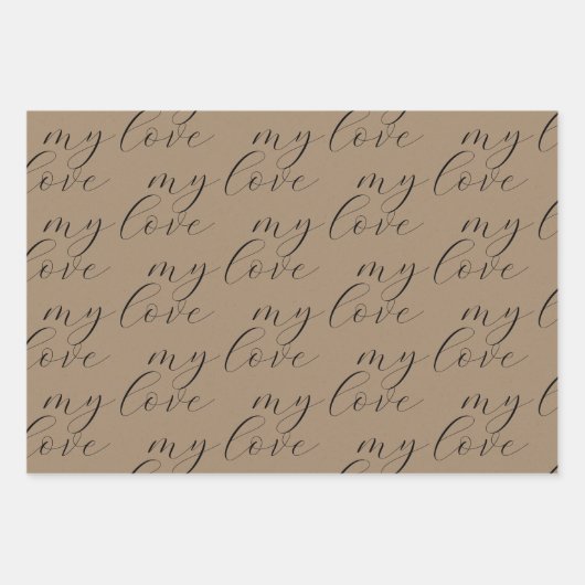 Voor jou mijn liefde en Joy Black Calligraphy Kraf Inpakpapier Vel (Voorkant 2)