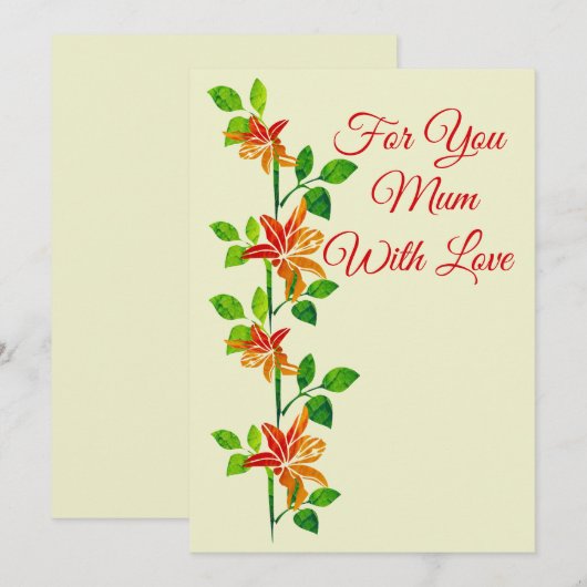 Voor jou Mum Flat Kaart (Voorkant / Achterkant)