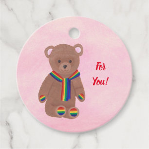 Voor jou Teddy Bear Rainbow Scarf Gift Labels