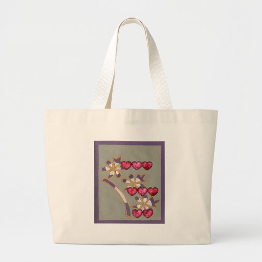 Voor jou van mij: Mooie Floral Hearts Design Grote Tote Bag (Voorkant)
