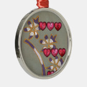 Voor jou van mij: Mooie Floral Hearts Design Metalen Ornament (Rechts)
