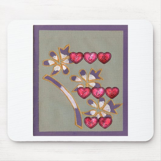 Voor jou van mij: Mooie Floral Hearts Design Muismat (Voorkant)