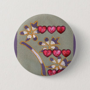 Voor jou van mij: Mooie Floral Hearts Design Ronde Button 5,7 Cm
