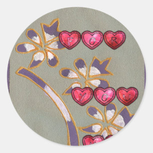 Voor jou van mij: Mooie Floral Hearts Design Ronde Sticker