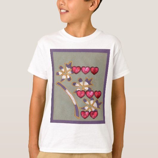 Voor jou van mij: Mooie Floral Hearts Design T-shirt (Voorkant)